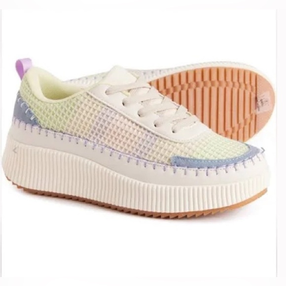 Nicole Miller Shoes - Nicole Miller Brita Woven Rainbow Pastel Platform Sneaker in Beige Mist Sz 8